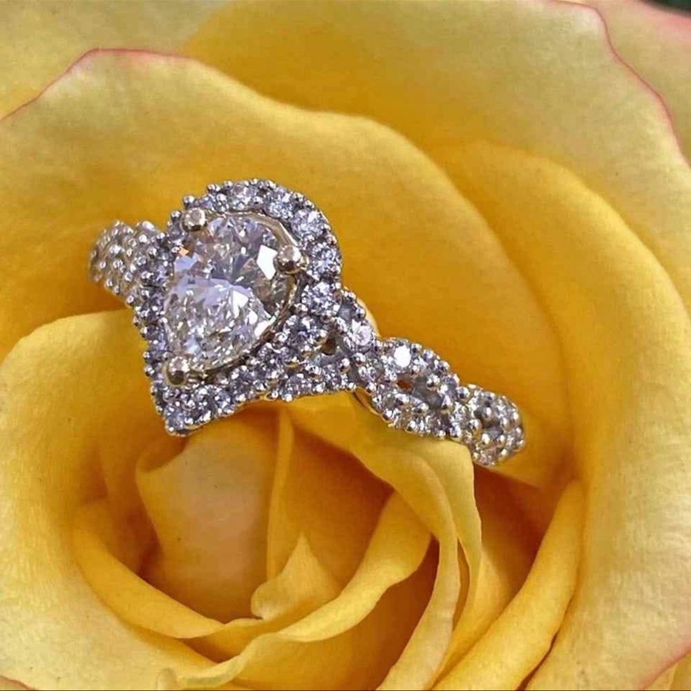 Neil Lane Diamond Engagement Ring 1-1/4 ct tw Pear/Round 14K White Gold